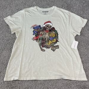Grateful Dead Christmas Skeleton Boyfriend Tee Womens XL Lucky Brand